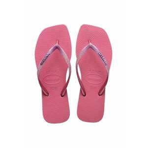 Žabky Havaianas SQUARE GLITTER dámské, růžová barva, na plochém podpatku, 4148102.1750