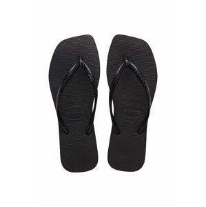 Žabky Havaianas SQUARE dámské, černá barva, na plochém podpatku, 4148301.0090