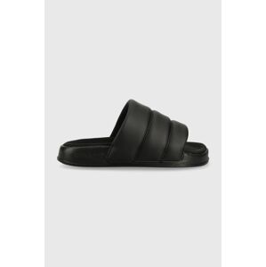 Pantofle adidas Originals Adilette Essential Slide dámské, černá barva, na platformě, IE9641