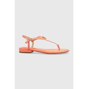 Kožené sandály Lauren Ralph Lauren ELLINGTON dámské, oranžová barva, 802874355003