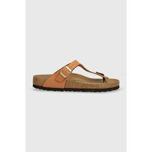 Žabky Birkenstock dámské, hnědá barva, na plochém podpatku, 1025062-gbrown