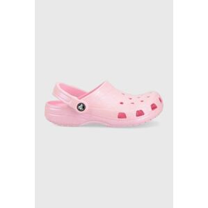 Dětské pantofle Crocs CLASSIC GLITTER CLOG růžová barva