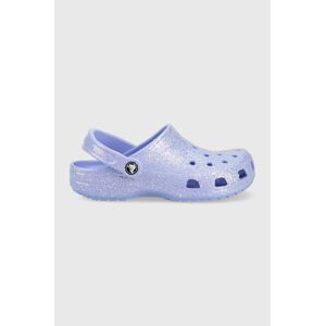 Dětské pantofle Crocs CLASSIC GLITTER CLOG fialová barva