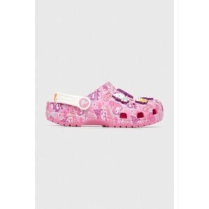 Dětské pantofle Crocs CLASSIC HELLO KITTY růžová barva