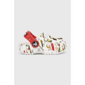 Dětské pantofle Crocs PEANUTS CLASSIC CLOG bílá barva