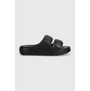 Pantofle Calvin Klein DOUBLE STRAP SLIPPER pánské, černá barva, HM0HM00967