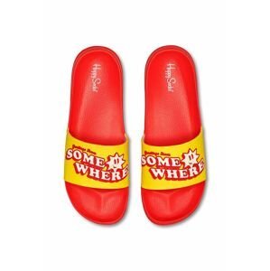 Pantofle Happy Socks pánské, červená barva