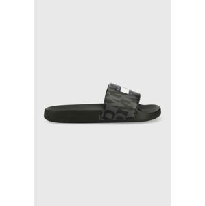 Pantofle Tommy Jeans POOL SLIDE PRINT pánské, černá barva, EM0EM01146