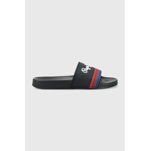 Pantofle Pepe Jeans SLIDER pánské, tmavomodrá barva, PMS70123