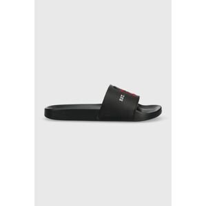 Pantofle Tommy Hilfiger TH EMBROIDERY POOL SLIDE pánské, černá barva, FM0FM04465