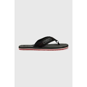 Žabky Tommy Hilfiger PATCH HILFIGER BEACH SANDAL pánské, černá barva, FM0FM04470