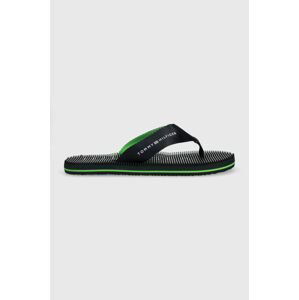 Žabky Tommy Hilfiger MASSAGE FOOTBED BEACH SANDAL pánské, tmavomodrá barva, FM0FM04474