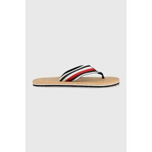 Žabky Tommy Hilfiger HILFIHER CORK BEACH SANDAL pánské, tmavomodrá barva, FM0FM04475