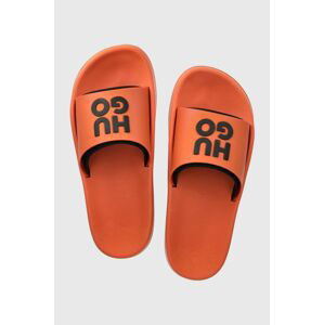 Pantofle HUGO Nil pánské, oranžová barva, 50492920