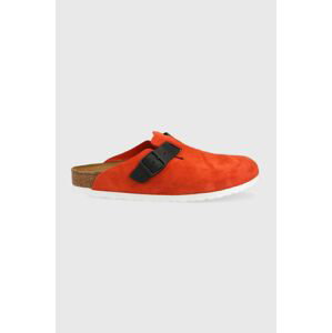 Semišové pantofle Birkenstock pánské, oranžová barva, Boston