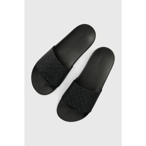 Pantofle Calvin Klein POOL SLIDE MONO pánské, černá barva, HM0HM00963