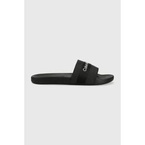 Pantofle Calvin Klein Jeans SLIDE WEBBING pánské, černá barva, YM0YM00393