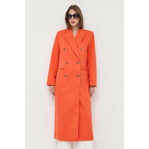 Kabát Notes du Nord dámský, oranžová barva, přechodný, dvouřadový