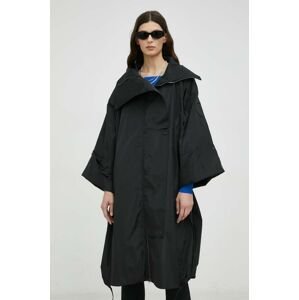 Kabát MMC STUDIO dámský, černá barva, přechodný, oversize