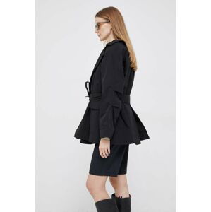 Trench kabát Dkny dámský, černá barva, přechodný, oversize