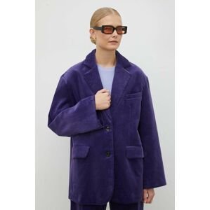 Manšestrová bunda Lovechild fialová barva, jednořadá, hladká
