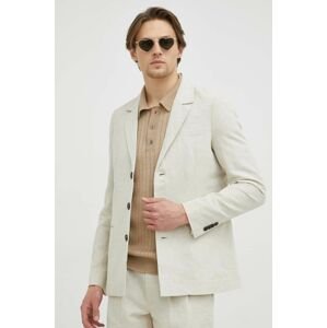 Plátěná bunda Bruuns Bazaar Lino Karlo blazer béžová barva