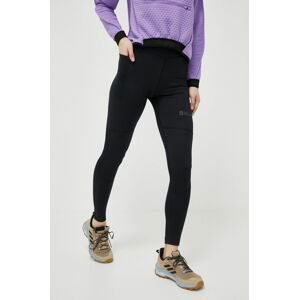 Sportovní legíny Jack Wolfskin Berntal Tights dámské, černá barva, hladké