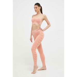 Legíny na jógu Hummel hmlCI SEAMLESS MID WAIST TIGHTS oranžová barva, s potiskem, 210496