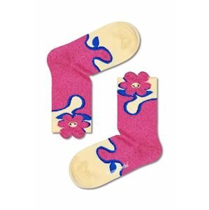 Dětské ponožky Happy Socks Kids Smiley Cuff růžová barva
