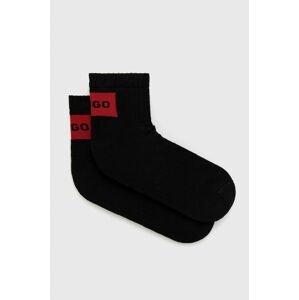 Ponožky HUGO 2-pack pánské, černá barva