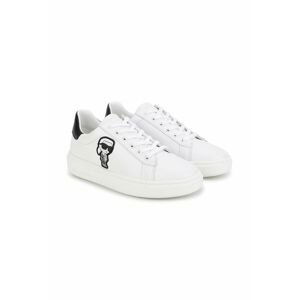 Dětské kožené sneakers boty Karl Lagerfeld bílá barva