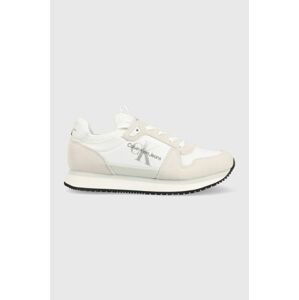 Sneakers boty Calvin Klein Jeans YW0YW00840 RUNNER SOCK LACEUP NY-LTH W bílá barva