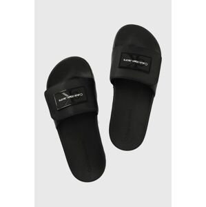 Pantofle Calvin Klein Jeans YW0YW01024 TRUCK SLIDE VELCRO W dámské, černá barva