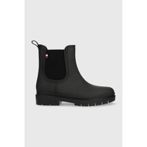 Holínky Tommy Hilfiger Fw0fw06897 Matt Ankle Rainboot With Elastic dámské, černá barva