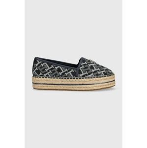 Espadrilky Tommy Hilfiger TH MONOGRAM DENIM ESPADRILLE tmavomodrá barva, na platformě