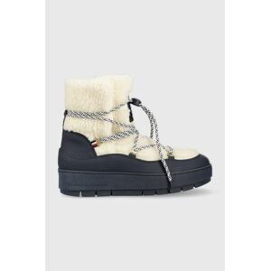 Sněhule Tommy Hilfiger FW0FW06850 TH FAUX FUR SNOW BOOTIE tmavomodrá barva