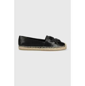 Kožené espadrilky Tory Burch Woven černá barva, 144042-004