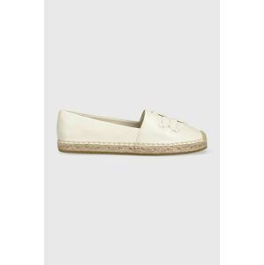 Kožené espadrilky Tory Burch Woven béžová barva, na platformě, 144042-164