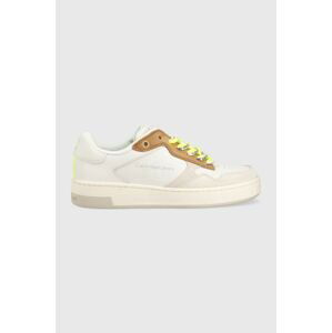 Kožené sneakers boty Calvin Klein Jeans BASKET CUPSOLE FLUO CONTRAST bílá barva, YW0YW00920