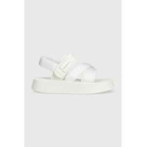 Sandály Calvin Klein Jeans PREFRESATO SANDAL BADGE dámské, zelená barva, na platformě, YW0YW00967