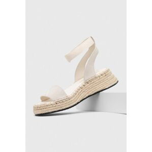 Sandály Calvin Klein Jeans SPORTY WEDGE ROPE SU CON dámské, béžová barva, na platformě, YW0YW00977