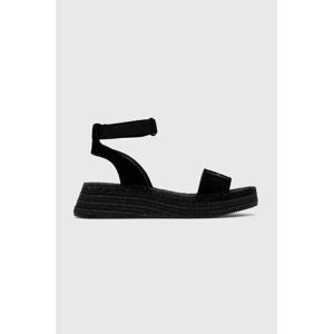 Sandály Calvin Klein Jeans SPORTY WEDGE ROPE SU CON dámské, černá barva, na platformě, YW0YW00977