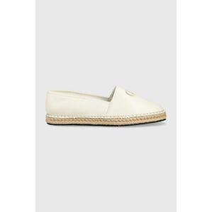 Kožené espadrilky Calvin Klein ESPADRILLE W/HW bílá barva, HW0HW01457