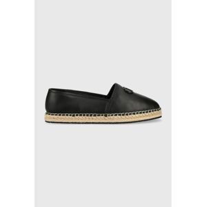 Kožené espadrilky Calvin Klein ESPADRILLE W/HW černá barva, HW0HW01457