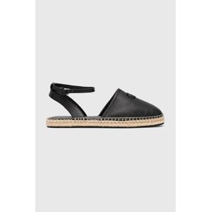 Kožené espadrilky Calvin Klein ESPADRILLE HYBRID W/HW černá barva, HW0HW01459