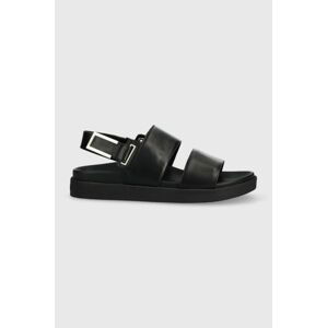 Kožené sandály Calvin Klein ADJ SANDAL W/HW dámské, černá barva, HW0HW01479