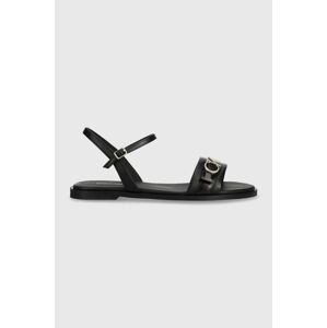 Kožené sandály Calvin Klein ALMOND SANDAL W/HW dámské, černá barva, HW0HW01483