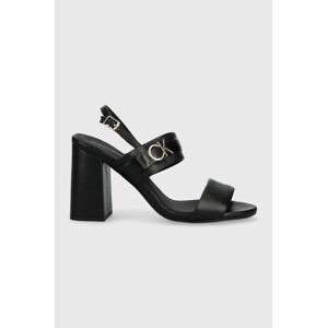 Kožené sandály Calvin Klein BLOCK HL SANDAL 85HH W/HW černá barva, HW0HW01486