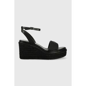 Sandály Calvin Klein WEDGE 50HH W/HW - JQ dámské, černá barva, na klínku, HW0HW01490