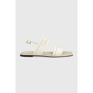 Sandály Calvin Klein SQUARED SANDAL HE dámské, béžová barva, HW0HW01496